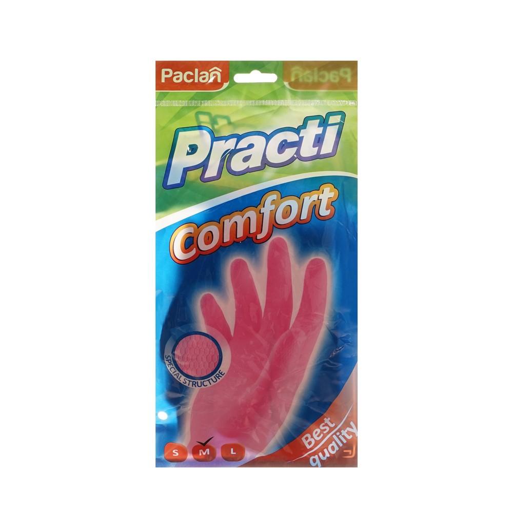Перчатки резиновые особо прочные Paclan Practi Comfort M розовые