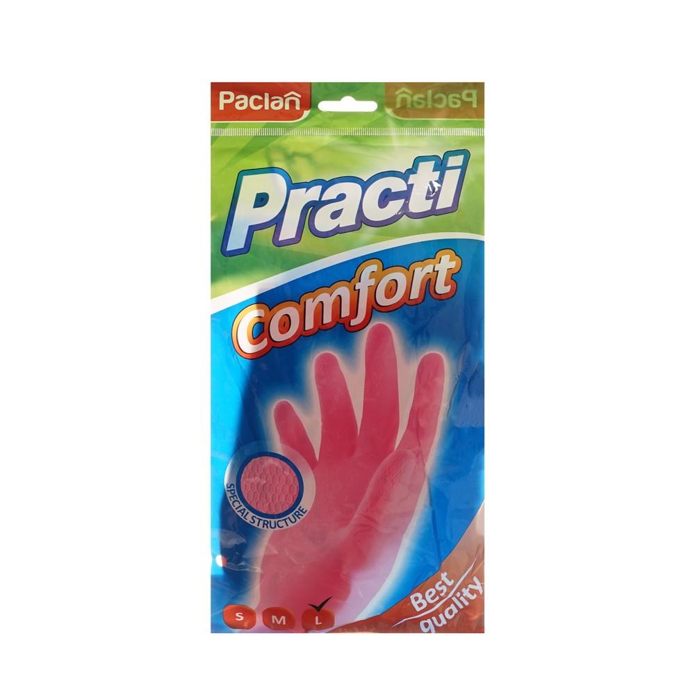 Перчатки резиновые особо прочные Paclan Practi Comfort L розовые