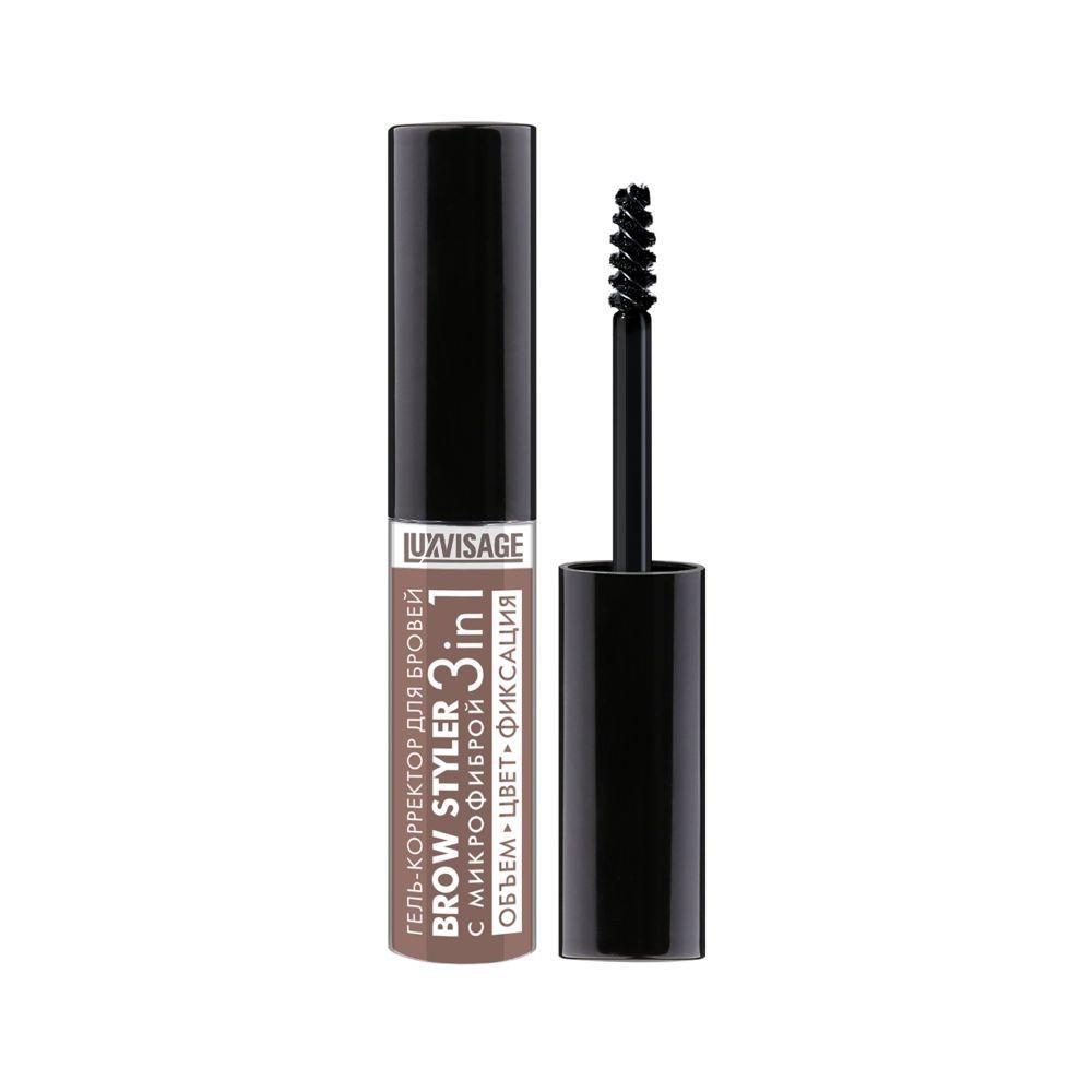 Гель - корректор для бровей с микрофиброй Luxvisage Brow Styler 3 in 1 3 Мокаччино 5,5г