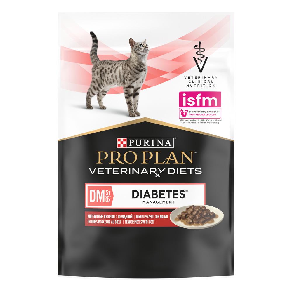 Purina DM ST/OX Diabetes Management Влажный диетический корм (пауч) для кошек при сахарном диабете, с говядиной в соусе, 85 гр.