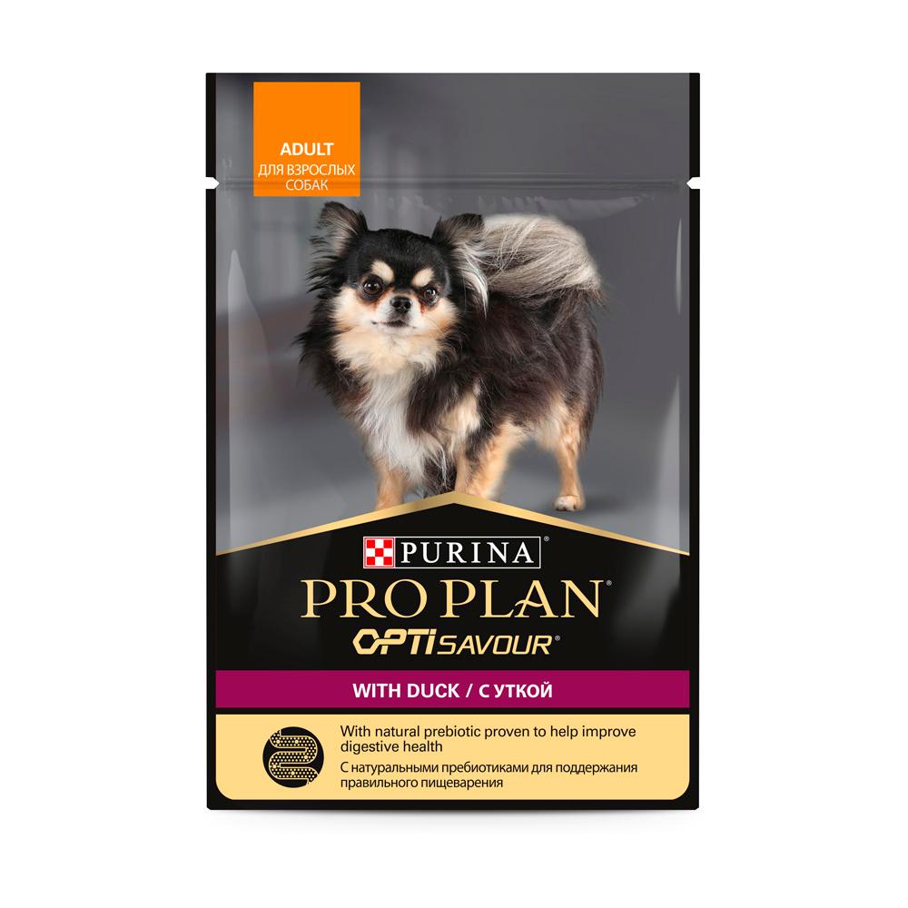 ProPlan Opti Savour Влажный корм (пауч) для взрослых собак мелких и карликовых пород, с уткой в соусе, 85 гр.