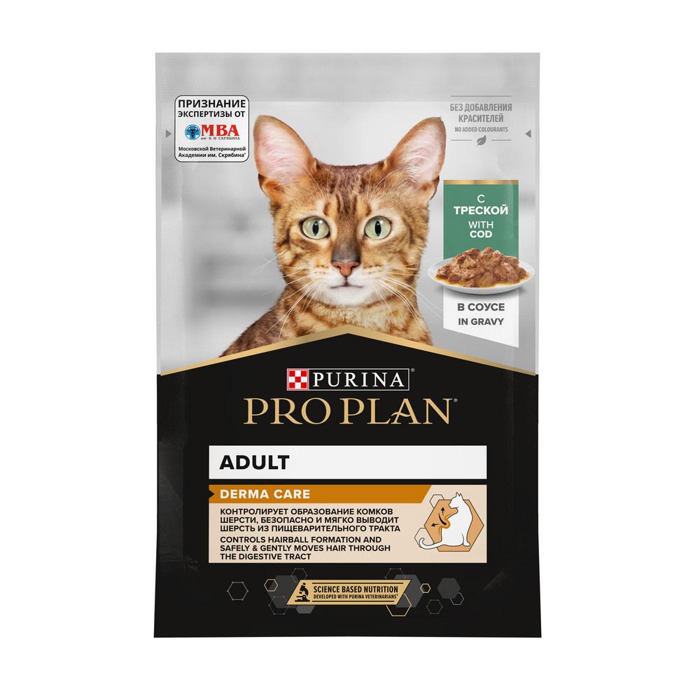 ProPlan Elegant влажный корм для взрослых кошек для здоровья кожи и шерсти с треской, в соусе, 85 г