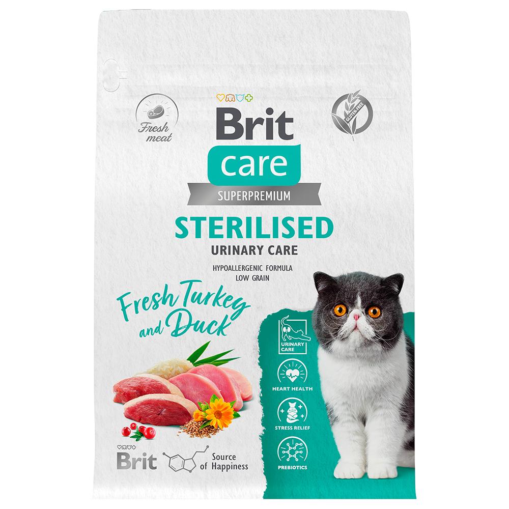 Brit Care Sterilised Сухой корм для стерилизованных кошек, с индейкой и уткой, 400 гр.