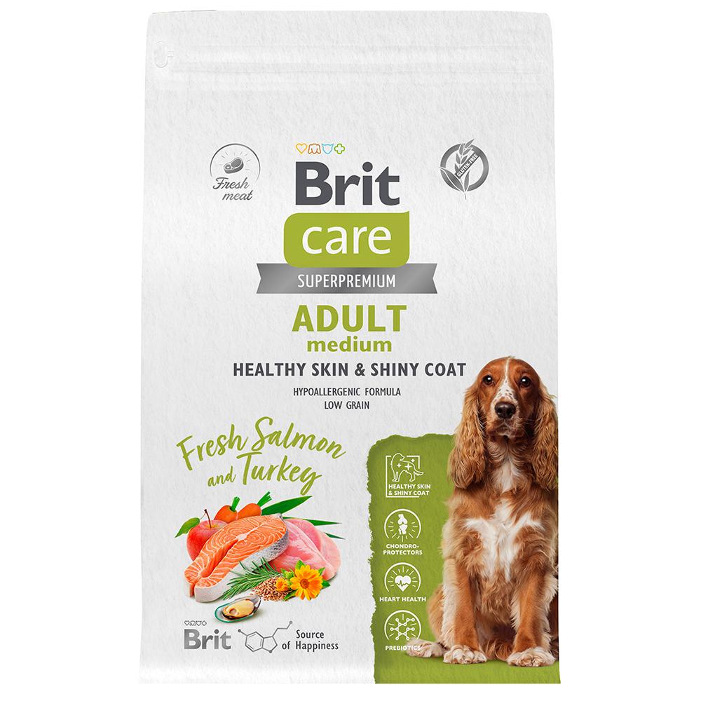 Brit Care Adult Сухой корм для собак средних пород, с лососем и индейкой,3 кг