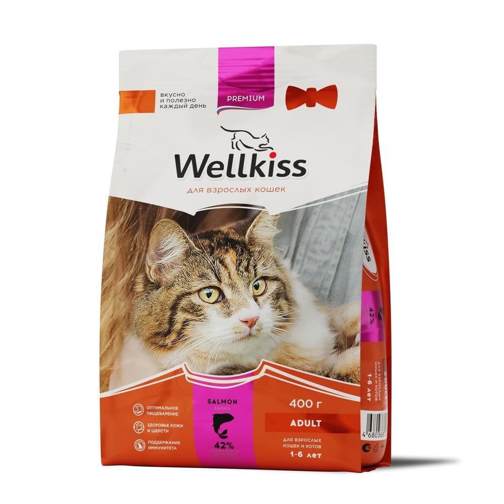 Wellkiss Adult Salmon Корм сухой для кошек, с лососем, 400 гр.