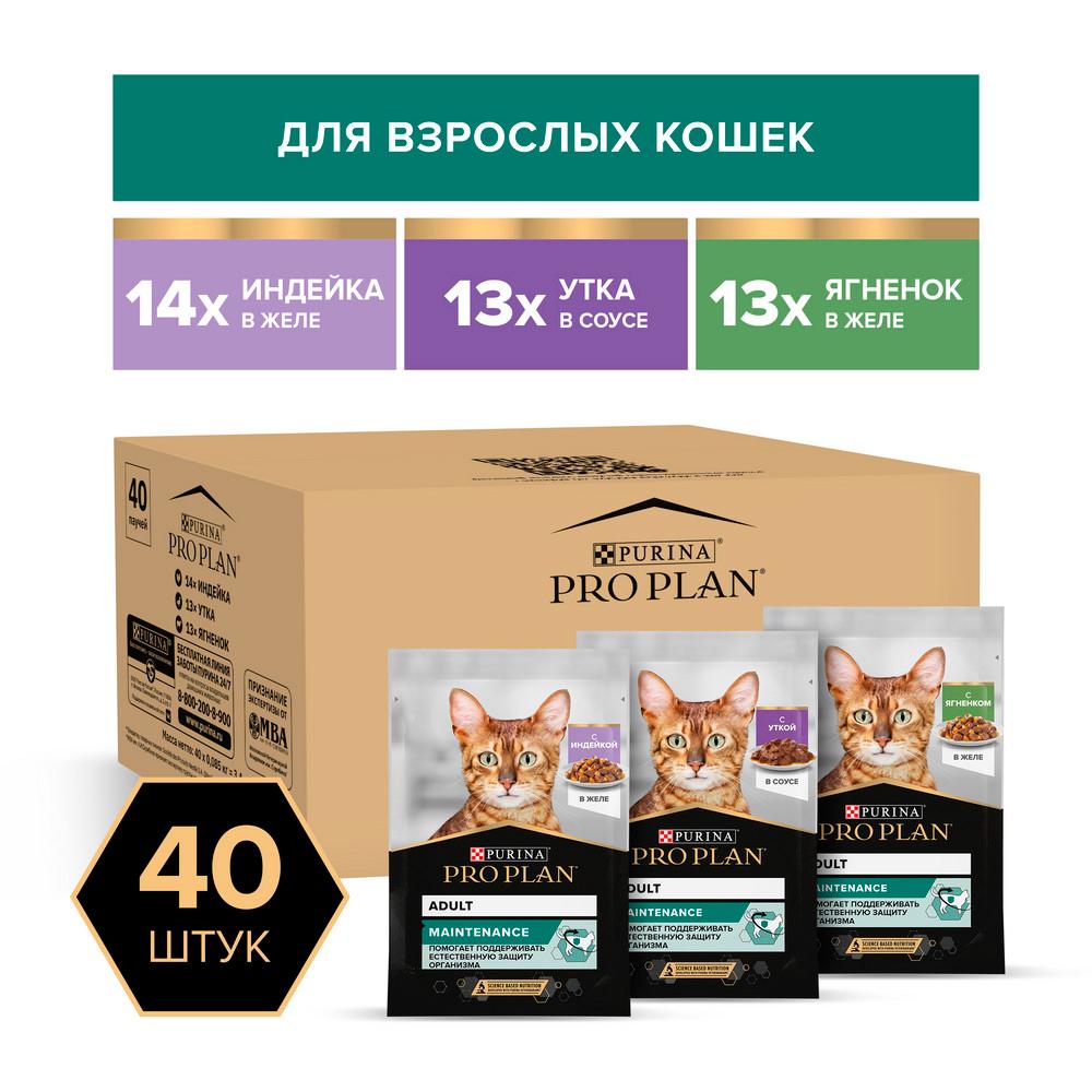 ProPlan Корм влажный (мультипак) для кошек: с индейкой в желе, ягненком в желе и уткой в соусе, 40х85 гр.