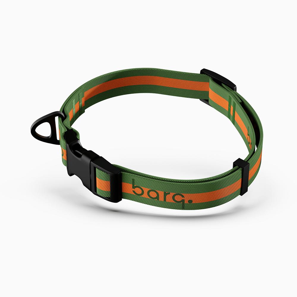 Barq Ошейник для собак Stripes Sling Green Mandarin, M-L, обхват шеи 34-55 см, зелено-оранжевый