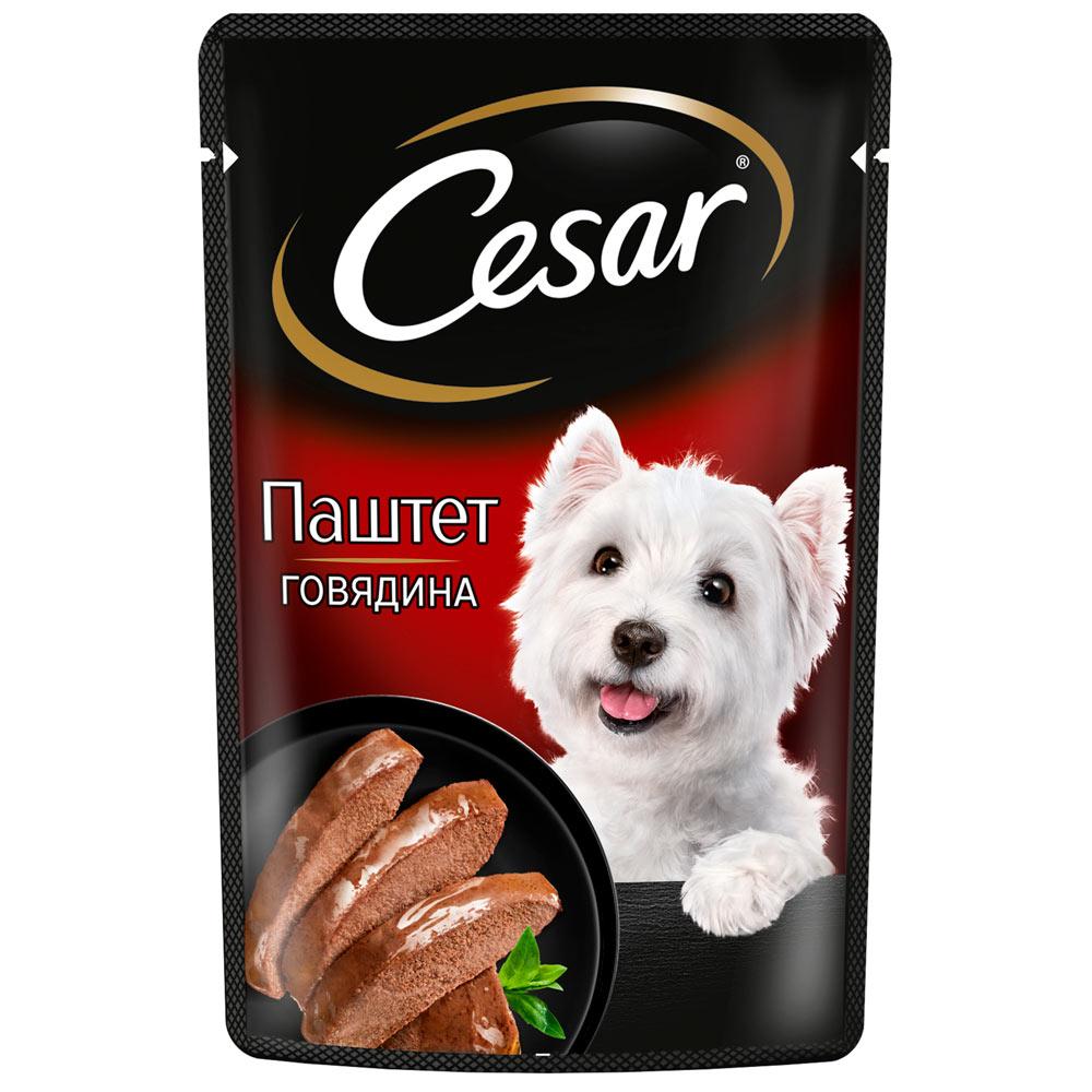 Cesar Влажный корм (пауч) для взрослых собак всех пород, паштет с говядиной, 80 гр.