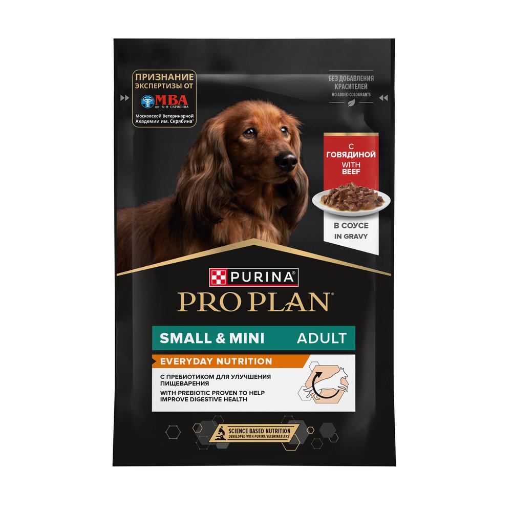 ProPlan Opti Savour Влажный корм (пауч) для взрослых собак мелких и карликовых пород, с говядиной в соусе, 85 гр.