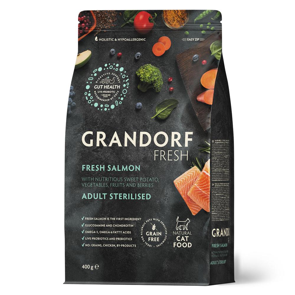 Grandorf Fresh Сухой корм для стерилизованных кошек, с лососем и бататом, 400 гр.