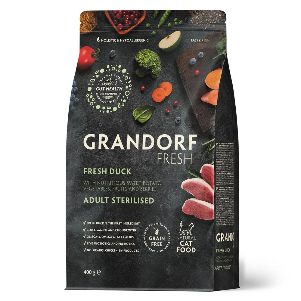 Grandorf Fresh Сухой корм для стерилизованных кошек, с уткой и бататом, 400 гр.