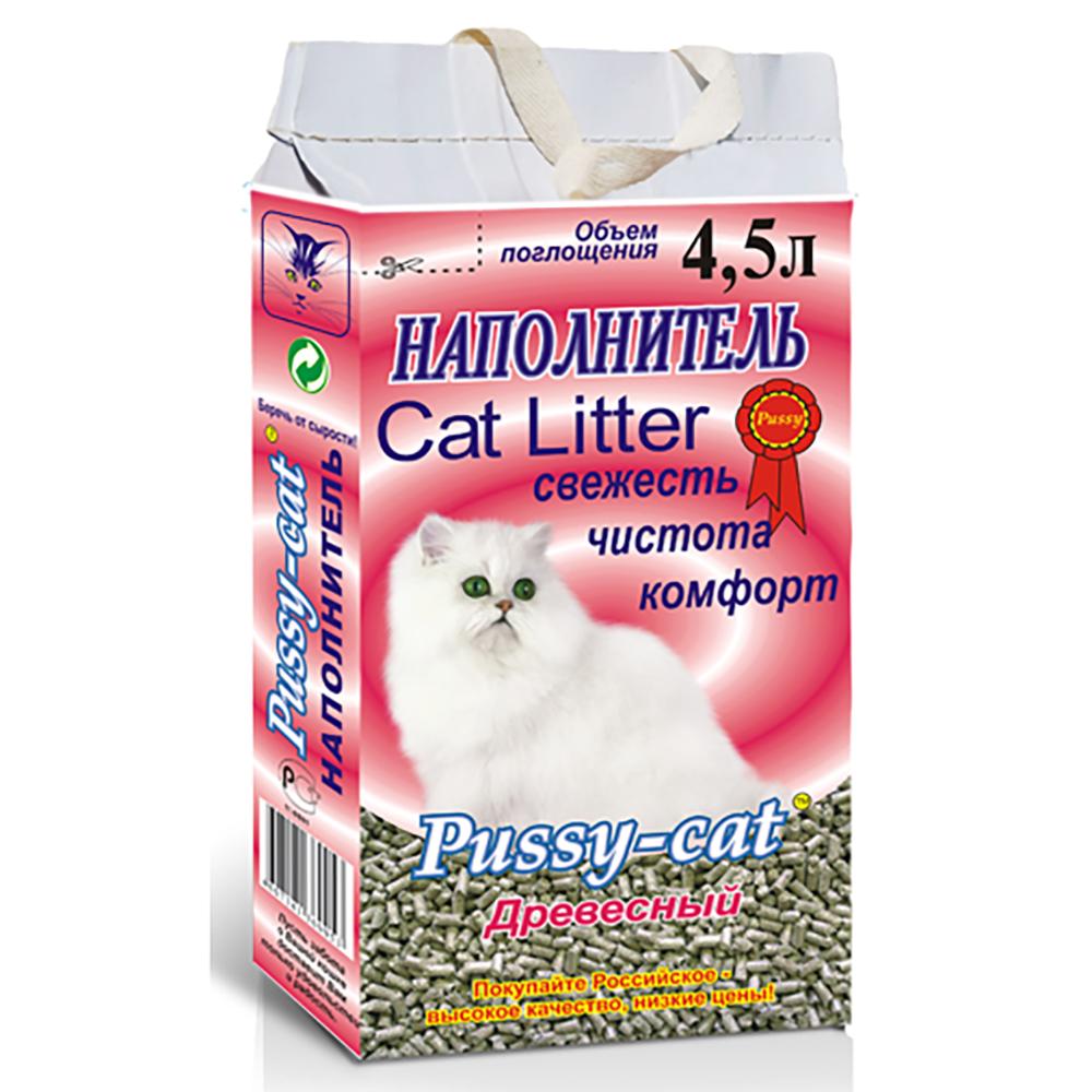 Pussy cat Наполнитель древесный впитывающий для кошачьего туалета, 4,5 л (2,8 кг)