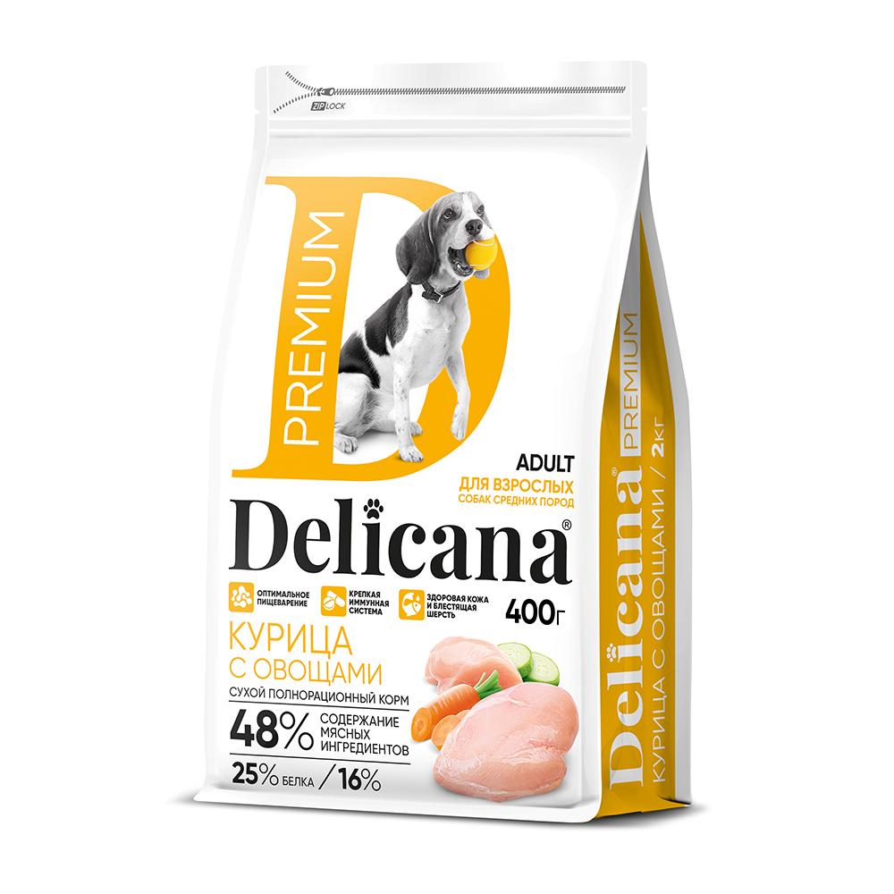 DELICANA Premium Сухой корм для собак мелких пород, курица с овощами, 400 гр.