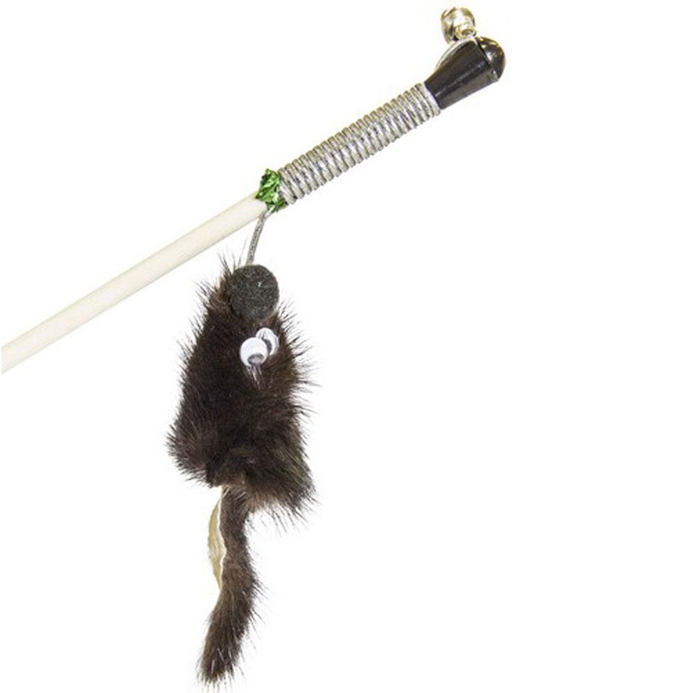 Pet hobby Игрушка-дразнилка из натуральной норки для кошек Мышка на веревке, 60 см