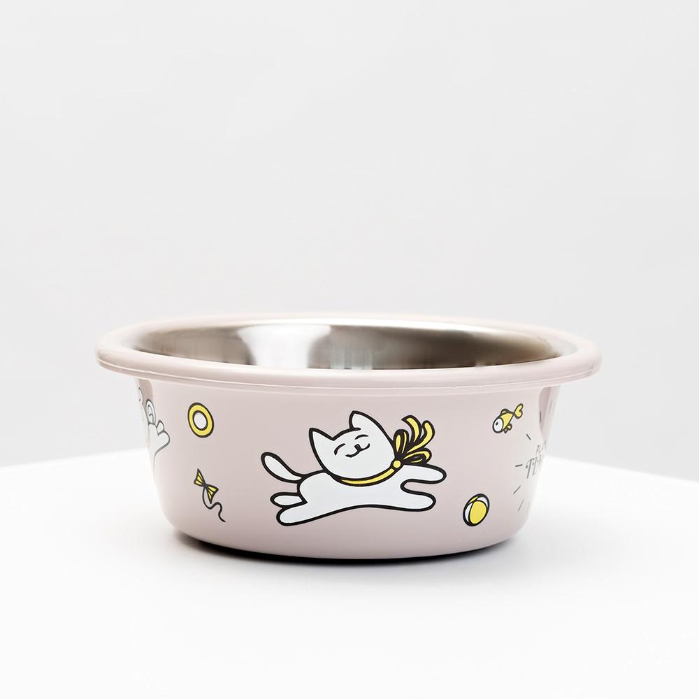 Petmax Миска для кошек и собак Play Time, 13х5 см, 400 мл, бежевый