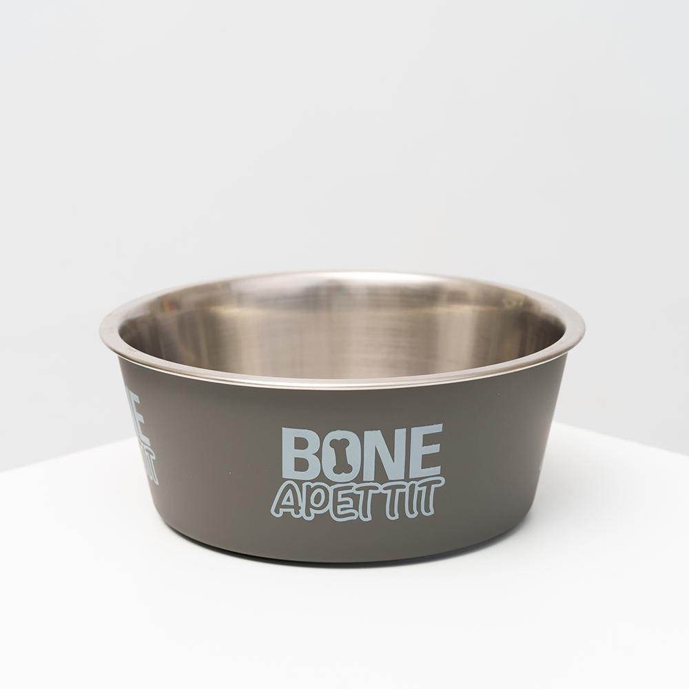 RURRI Миска для кошек и собак Bone Appetit, 400 мл, 12,7х5 см, серая