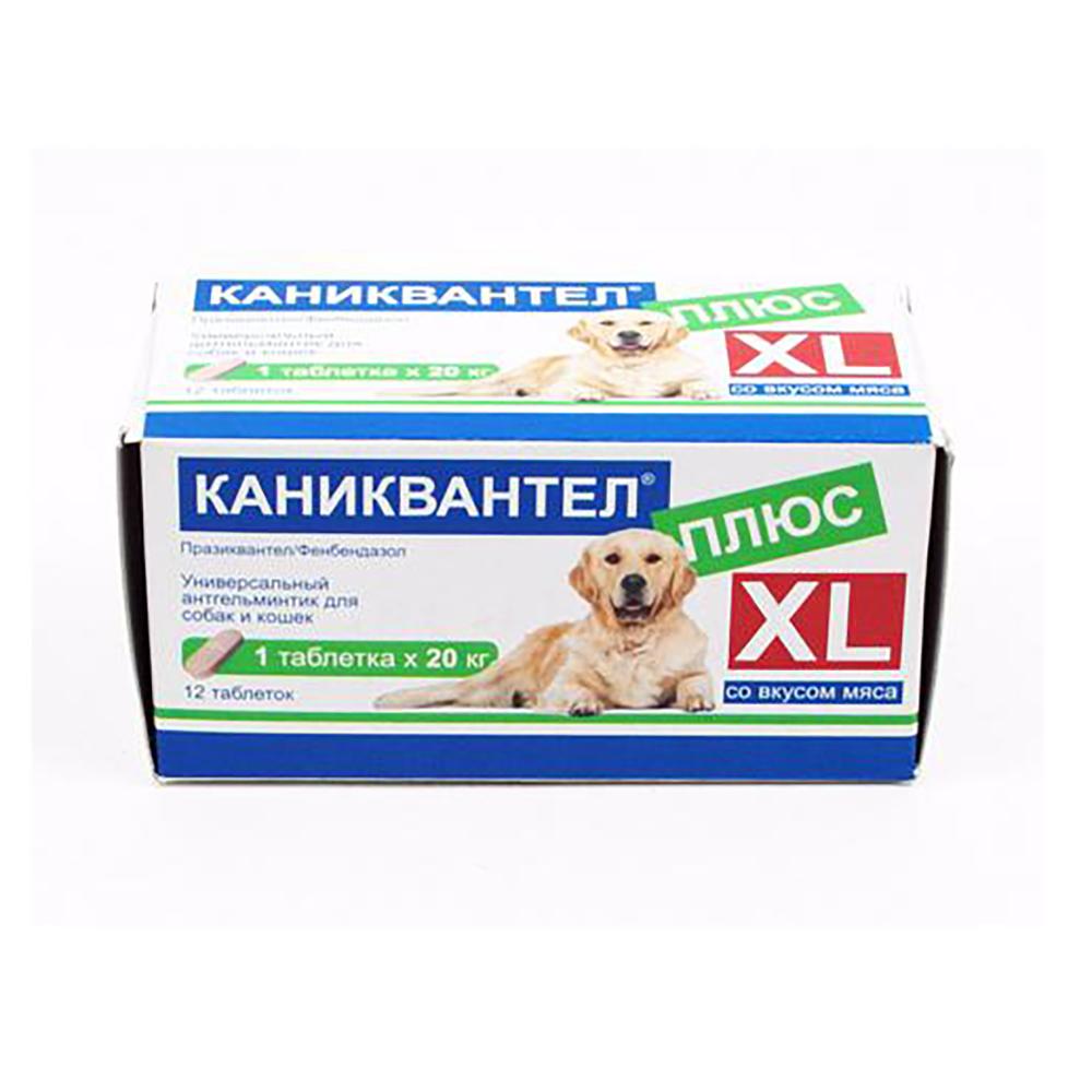 Euracon Pharma GmbH Каниквантел плюс XL Антигельминтный препарат для собак и кошек со вкусом мяса, 12 таблеток