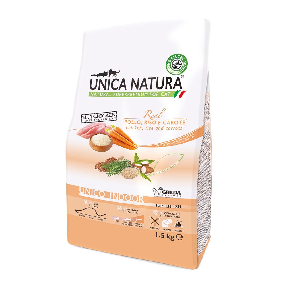 UNICA Indoor сухой корм для кошек с курицей, морковью и рисом, 1,5 кг