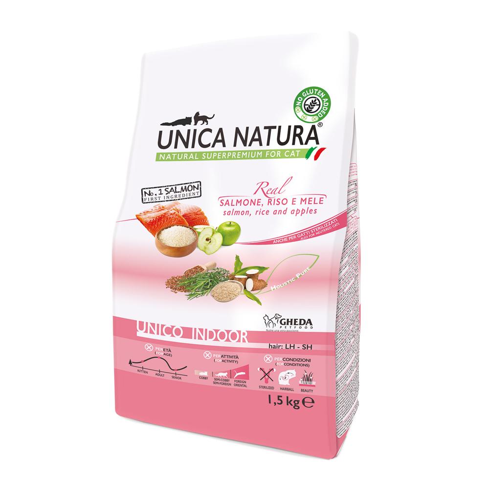 UNICA Indoor сухой корм для кошек с лососем, рисом и яблоками, 1,5 кг