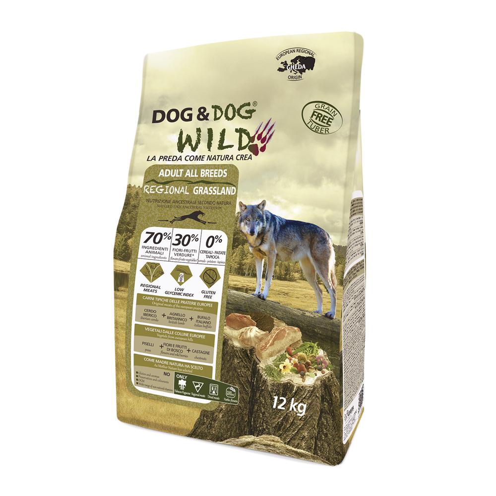 Dog & Dog Wild Regional Grassland Сухой корм для собак, с мясом кабана, ягненка и буйвола, 12 кг