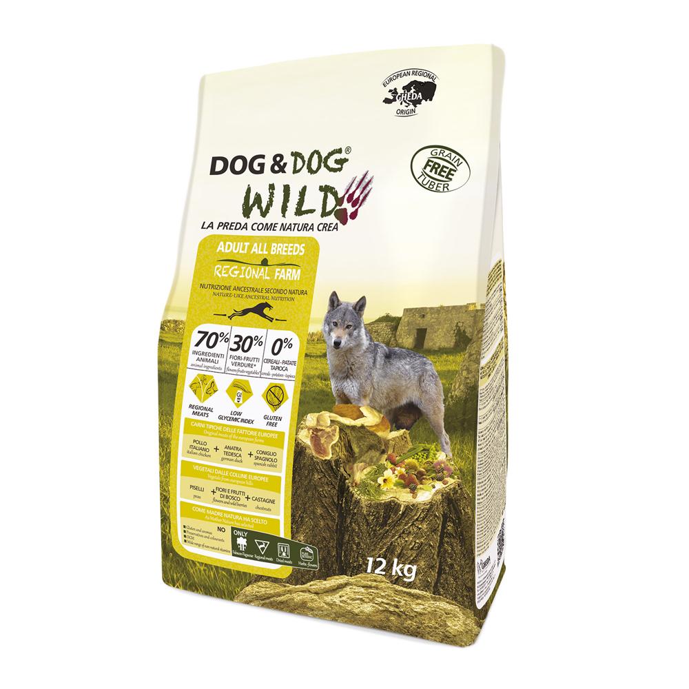 Dog & Dog Wild Regional Farm Сухой корм для собак, с курицей, уткой и кроликом, 12 кг