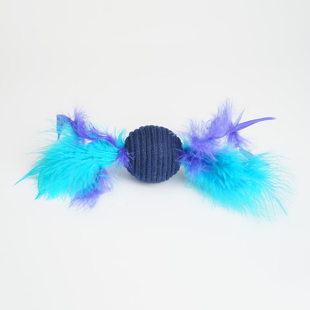 Pet hobby Игрушка с валерианой и гремелкой для кошек Шар с перьями, 5,5 см