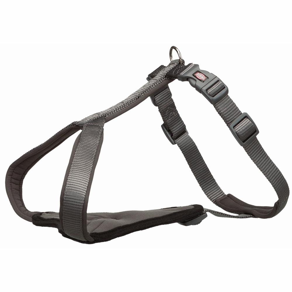 Trixie Шлейка для собак нейлоновая Premium Y-harness, S, обхват груди 42-50 см, ширина 15 мм, графитовый
