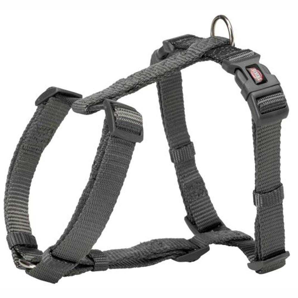 Trixie Шлейка для собак нейлоновая Premium H-Harness, XS–S, обхват груди 30–44 см, ширина 10 мм, графитовый