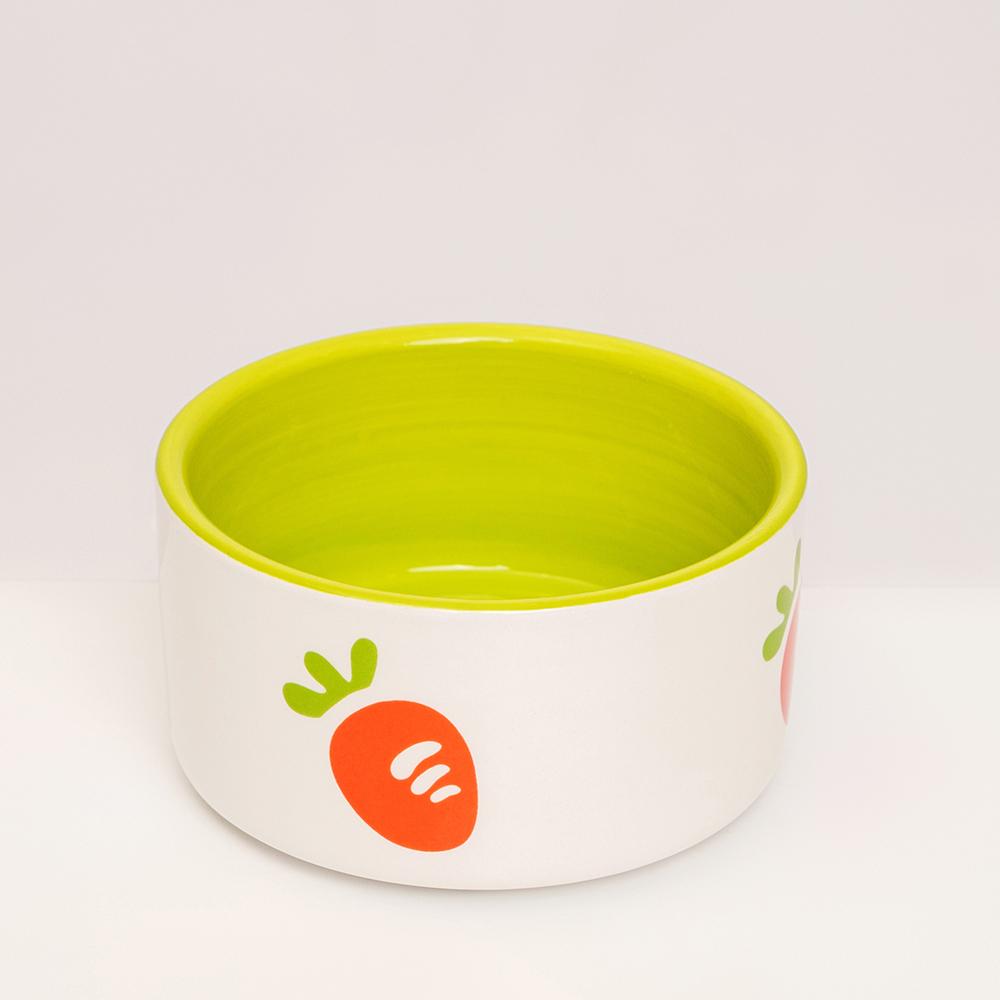 Petmax Миска керамическая для грызунов Морковка, 180 мл, белый