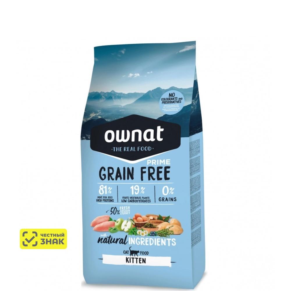 Ownat Kitten Prime Сухой беззерновой корм для котят, с мясом цыплёнка и индейки, 1 кг