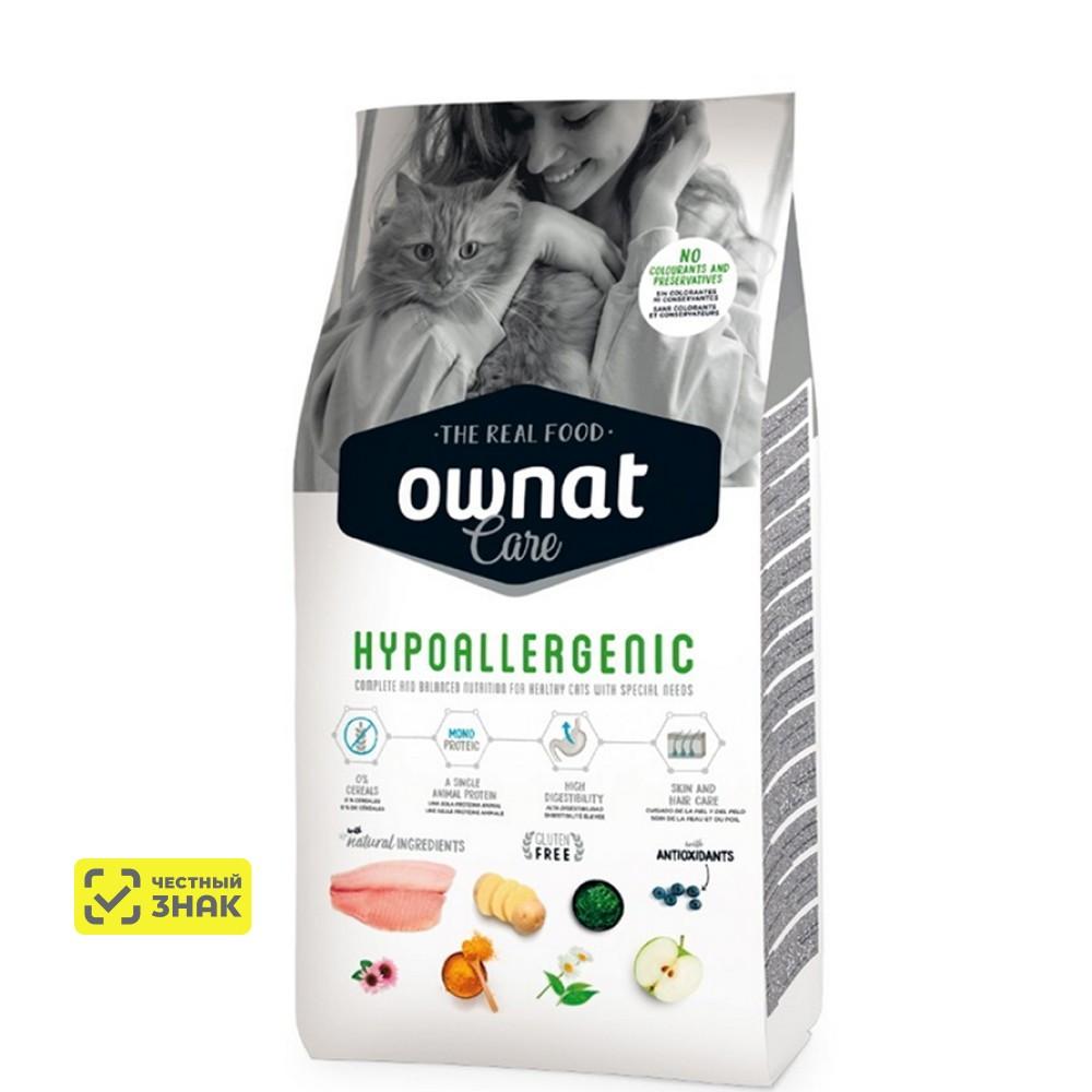 Ownat Adult Care Hypoallergenic Сухой корм гипоаллергенный для взрослых кошек, с рыбой, 3 кг
