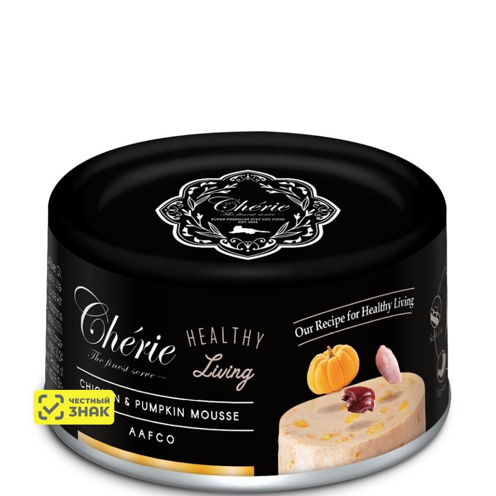 Pettric Cherie Влажный корм (консервы) для кошек, мусс из курицы с тыквой, 80 гр.