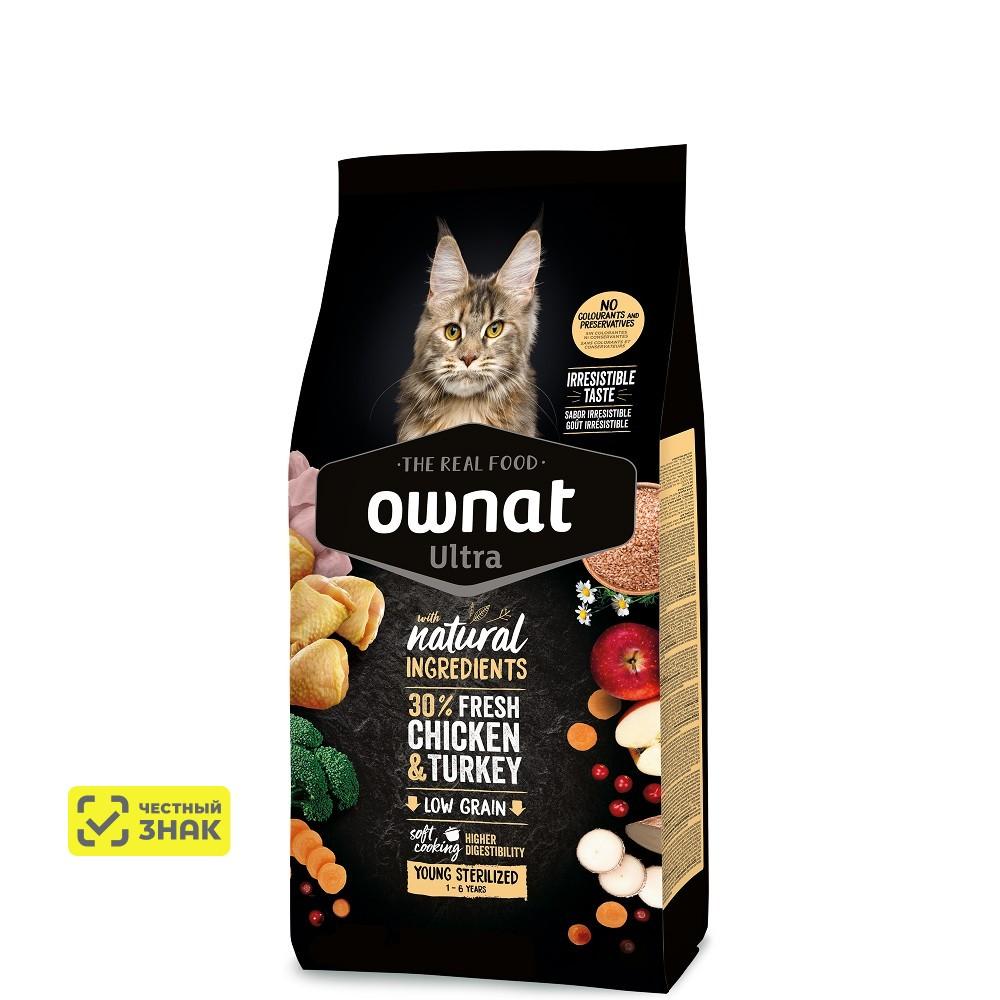 Ownat Сухой корм для стерилизованных кошек, с курицей и индейкой, 1,5 кг