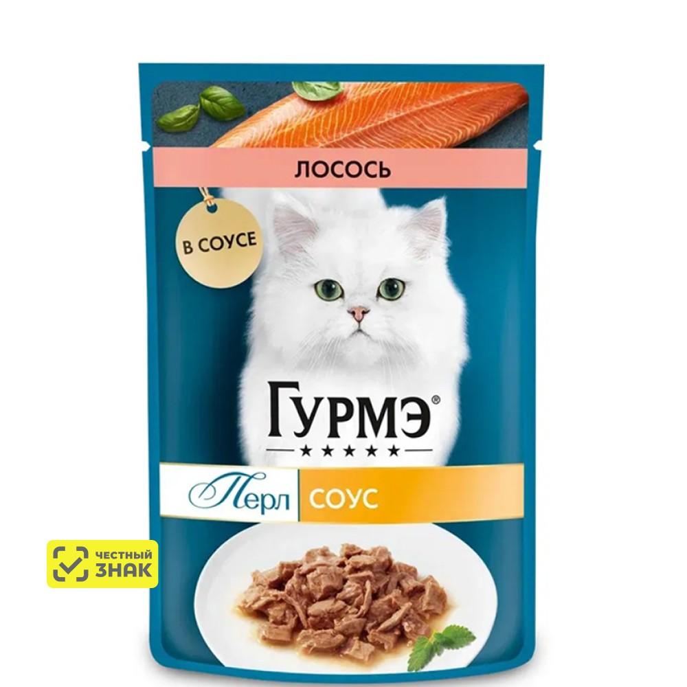 ГУРМЭ® Влажный корм (пауч) для взрослых кошек Перл Нежное филе, с лососем в соусе, 75 гр.