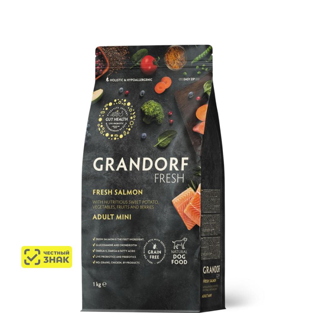 GRANDORF Fresh Adult Mini Сухой корм для собак мелких пород, с лососем и бататом, 1 кг