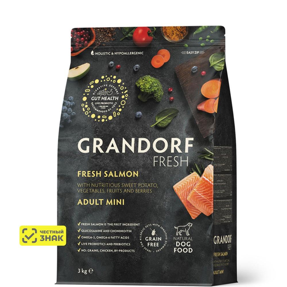 GRANDORF Fresh Adult Mini Сухой корм для собак мелких пород, с лососем и бататом, 3 кг