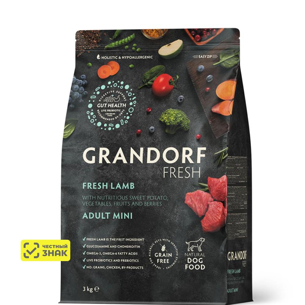GRANDORF Fresh Adult Mini Сухой корм для собак мелких пород, с ягненком и бататом, 3 кг