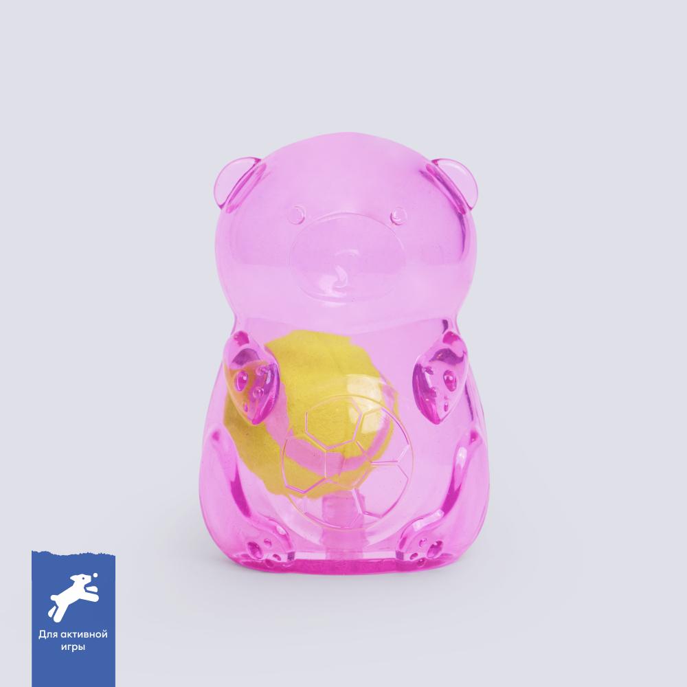 RURRI Игрушка для собак мелких пород Мишка с мячиком, 11х8 см, цвет в ассортименте