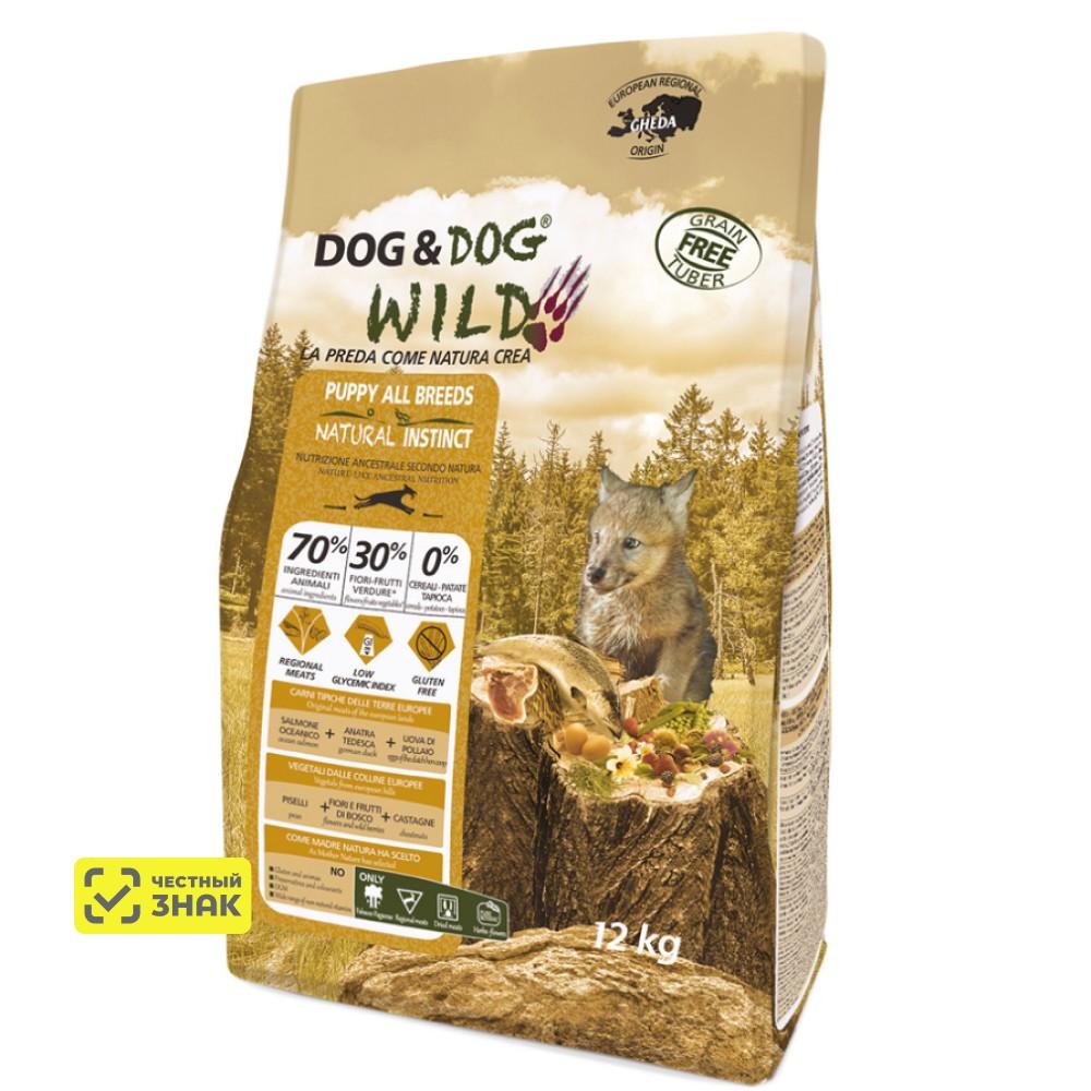 Dog & Dog Wild Natural Instinct Сухой корм для щенков, с лососем и уткой, 12 кг