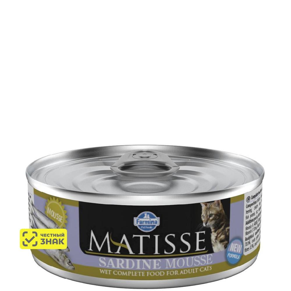 Farmina Matisse Влажный корм (консервы) для кошек, мусс с сардинами, 85 гр.