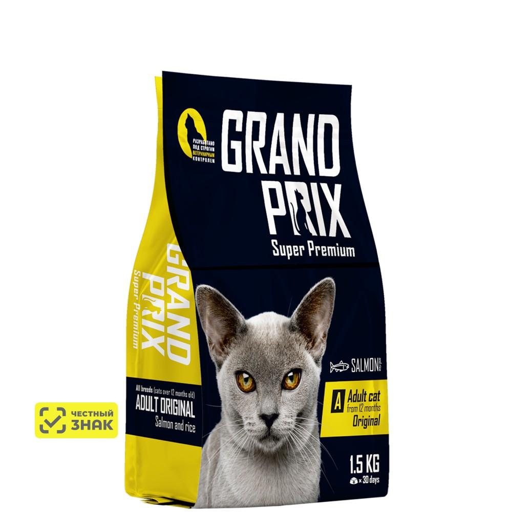GRAND PRIX Adult Original Сухой корм для взрослых кошек, с лососем, 1,5 кг