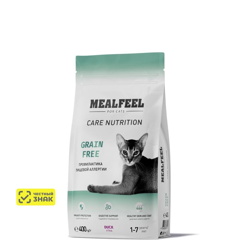 Mealfeel Care Nutrition Сухой корм беззерновой для кошек, с уткой, 400 гр.
