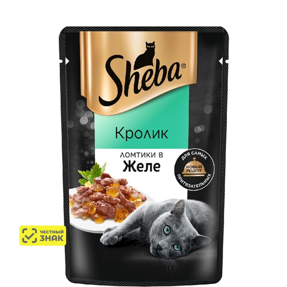 Sheba Влажный корм (пауч) для кошек, с ломтиками кролика в желе, 75 гр.