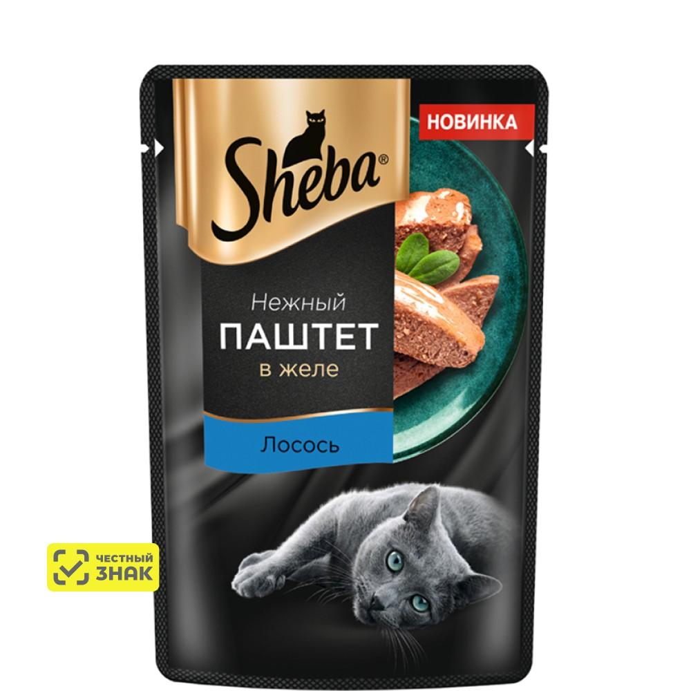 Sheba Влажный корм (пауч) для кошек, с паштетом из лосося в желе, 75 гр.