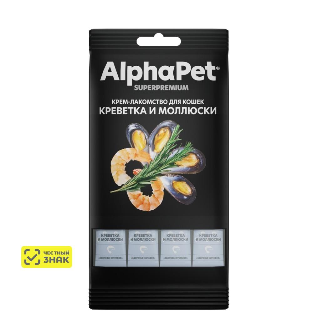 AlphaPet Лакомство Крем-суп с креветкой и моллюсками для кошек, 48 гр.