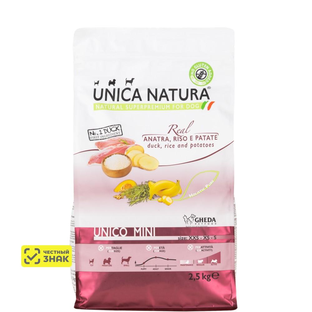 UNICA Natura Mini Сухой корм для собак мелких пород, с уткой, рисом и картофелем, 2,5 кг