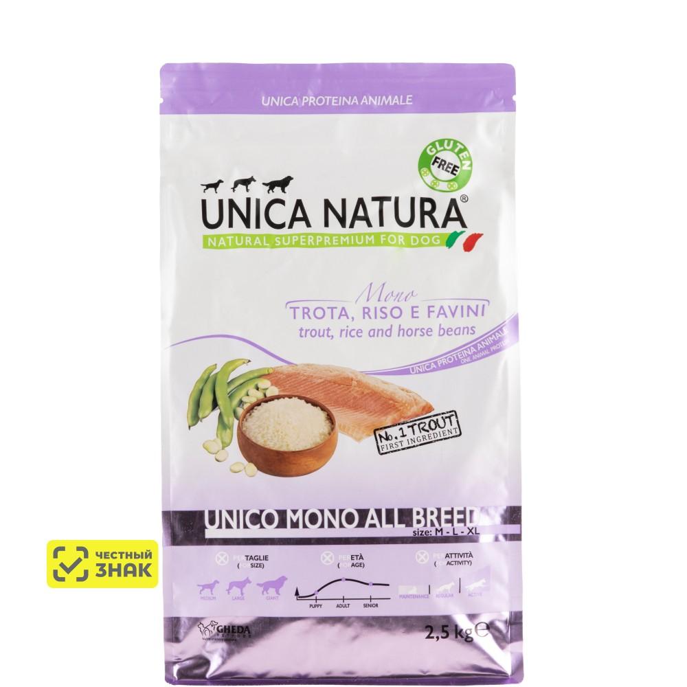 UNICA Natura Mono All Breed Сухой корм для собак всех пород, с форелью, 2,5 кг