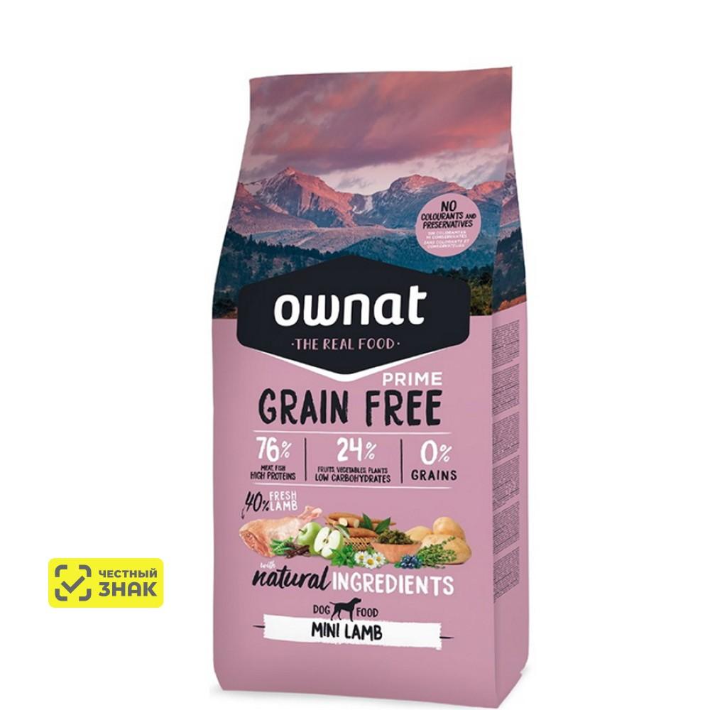 Ownat Mini Grain Free Сухой корм беззерновой для собак мелких пород, с ягненком, 3 кг