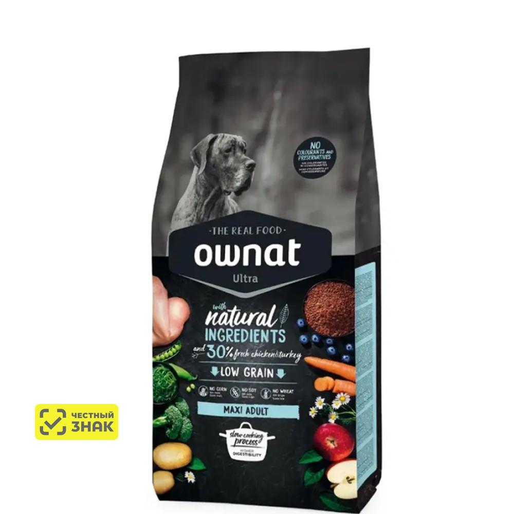 Ownat Maxi Adult Ultra Сухой корм для собак крупных пород, с курицей и индейкой, 3 кг