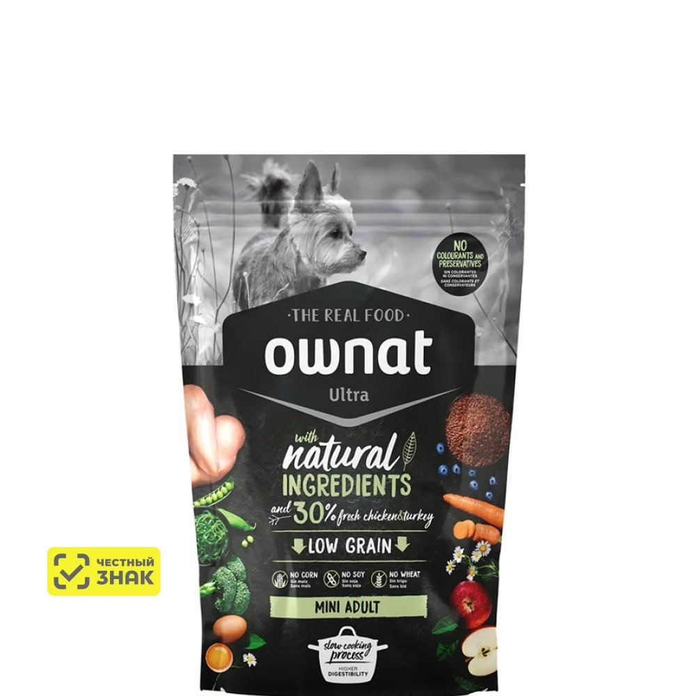 Ownat Mini Adult Ultra Сухой корм для собак мелких пород, с курицей и индейкой, 400 гр.